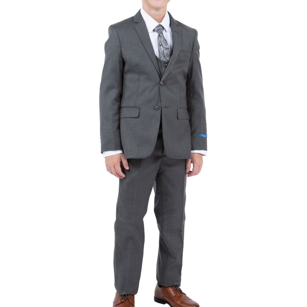 Green Slate Sharkskin 5 Pc Perry Ellis Boy Suit